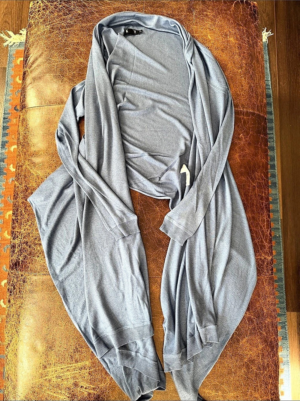 DKNY Blue Silk Cashmere Blend Wrap Size Small